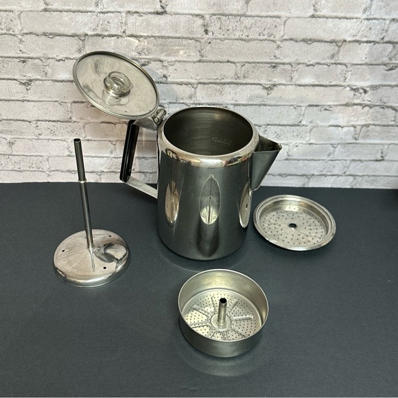 Vintage Metal Percolator Coffee Pot 9 Cup Nine Cups Glass Knob Lid - Picture 4 of 11